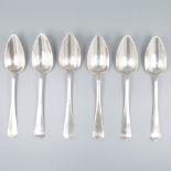 6-piece set of dinner spoons "Haags Lofje", silver.