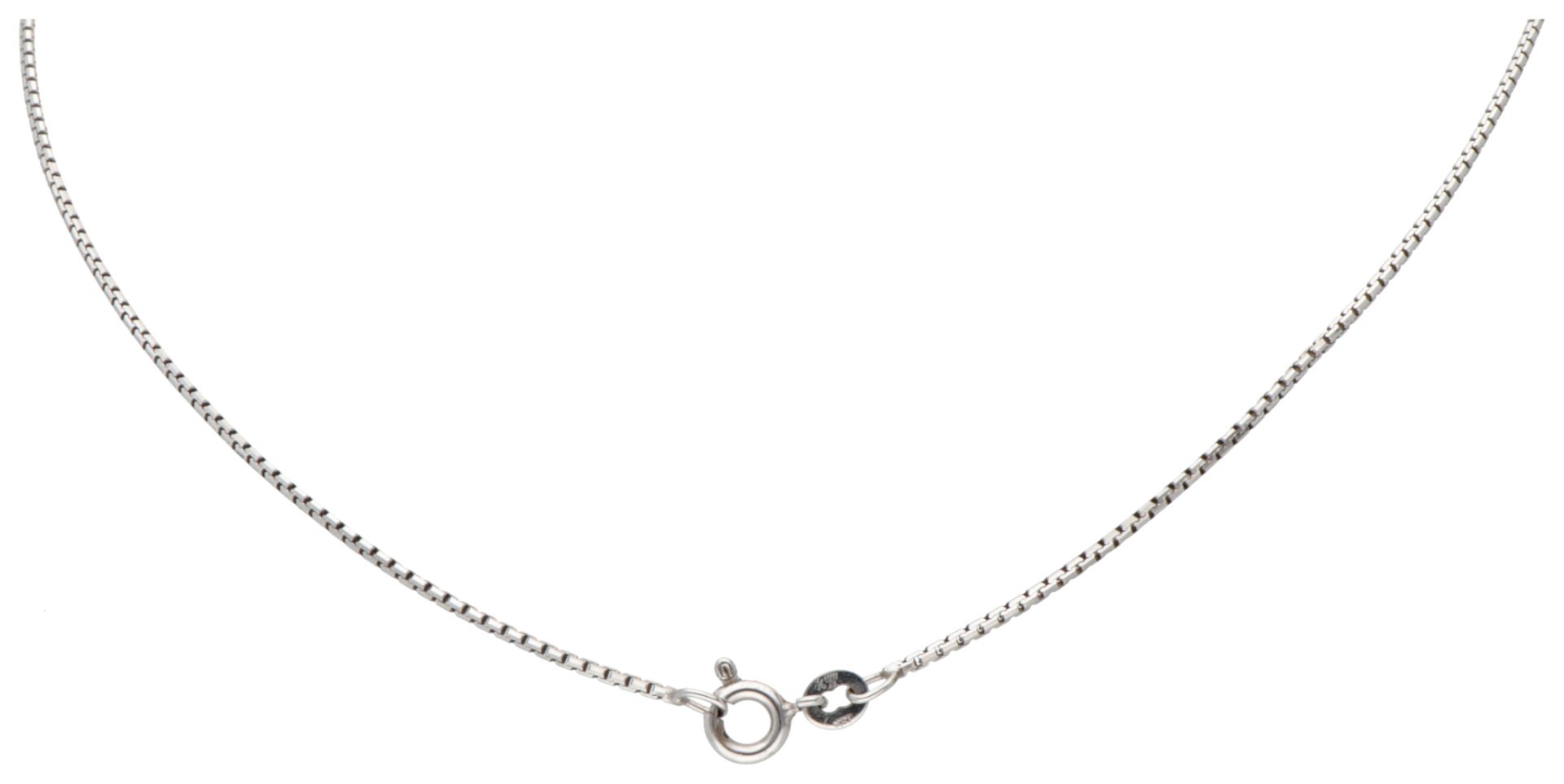 10K White gold asymmetrical diamond pendant on necklace set with approx. 0.72 ct. diamond. - Image 3 of 3