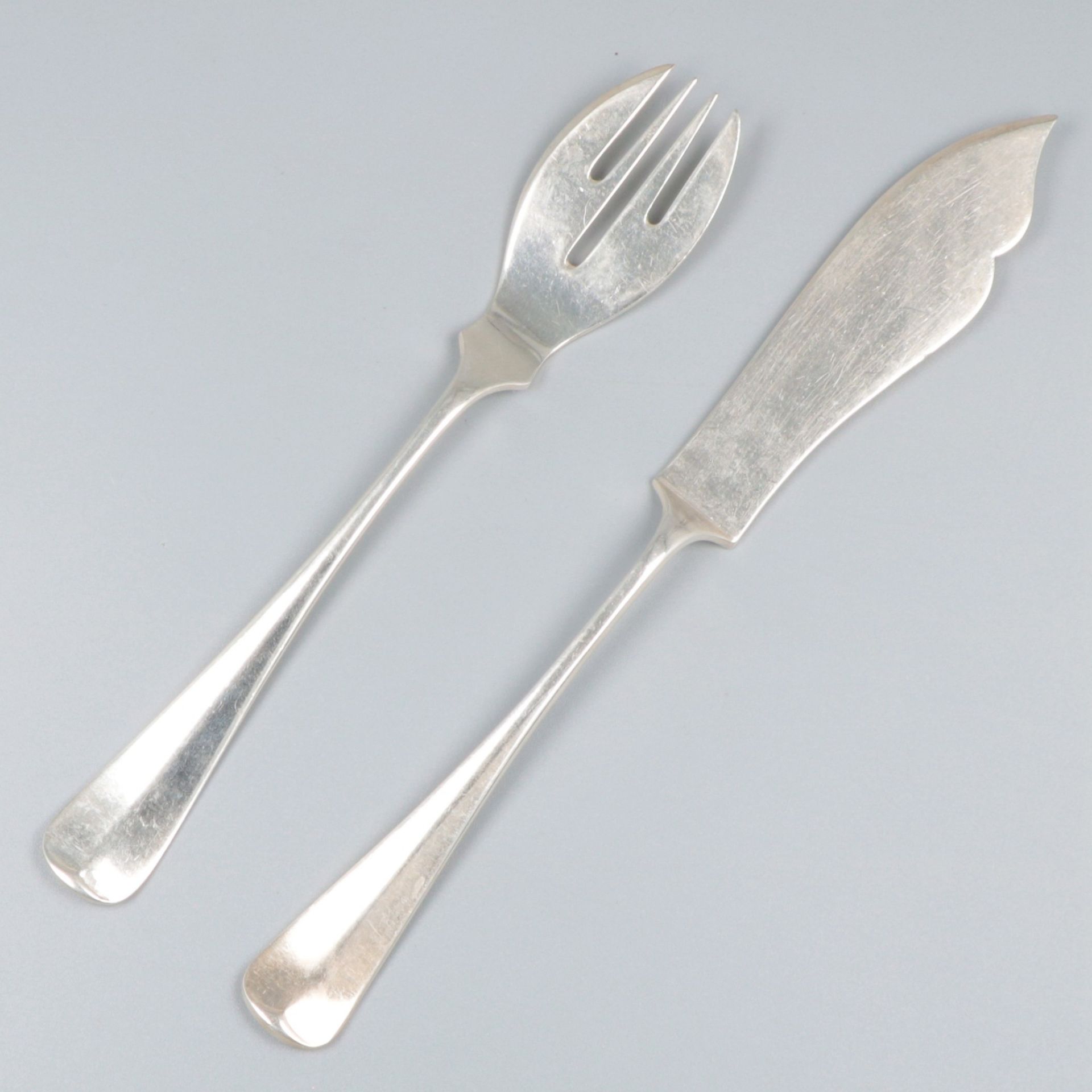 12-piece fish cutlery set "Haags Lofje", silver. - Image 2 of 6