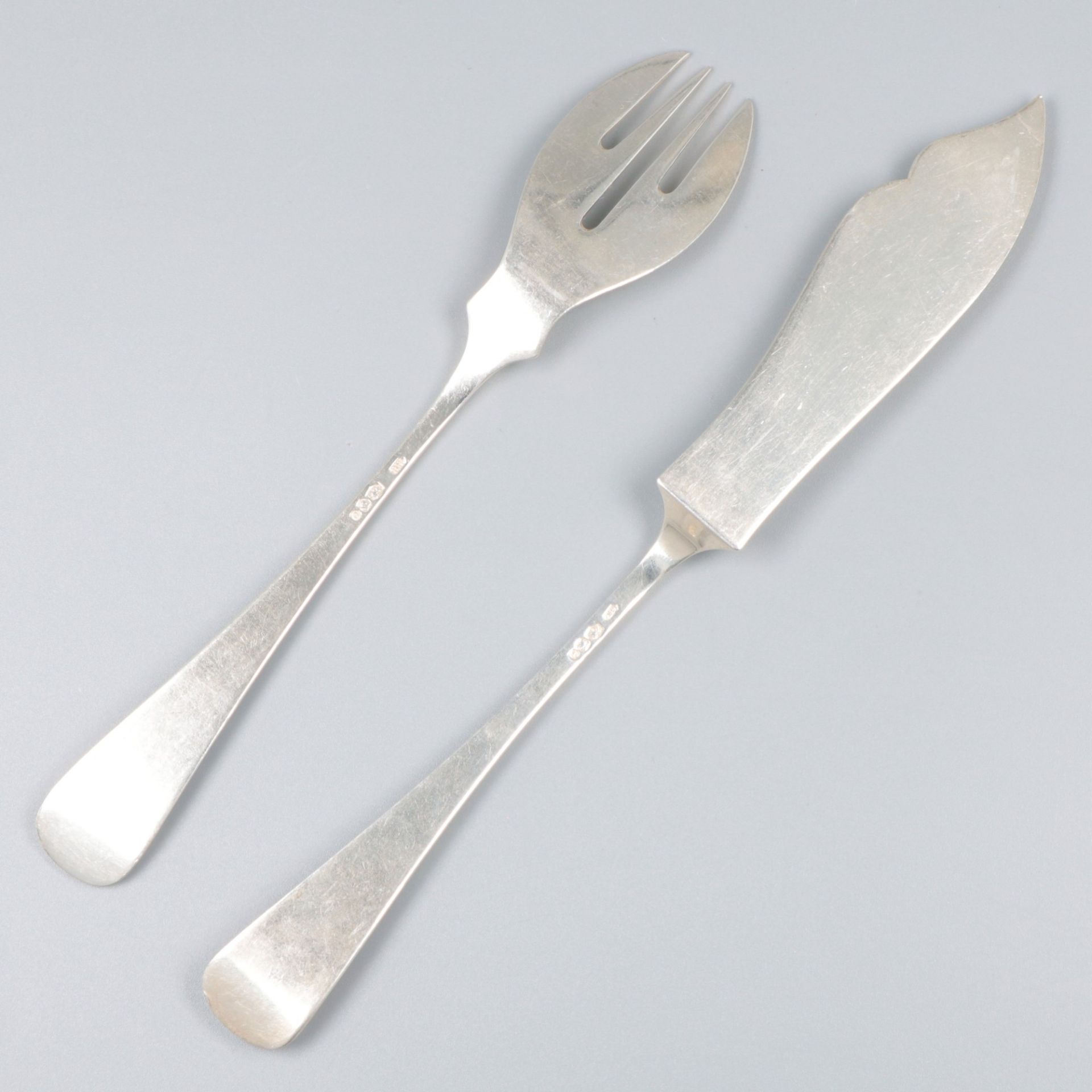 12-piece fish cutlery set "Haags Lofje", silver. - Image 5 of 6