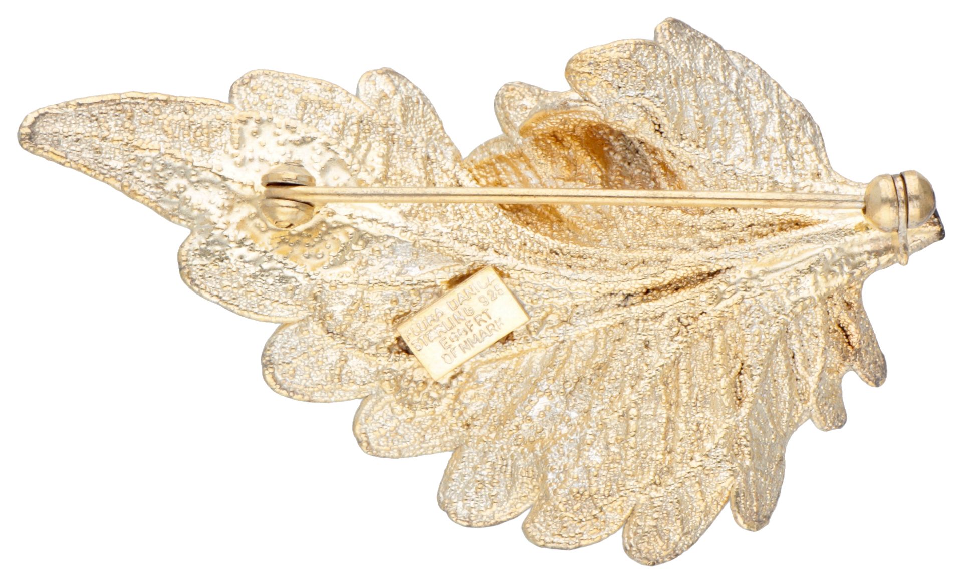 Flora Danica Eggert Copenhagen gold-plated silver botanical brooch. - Bild 2 aus 3