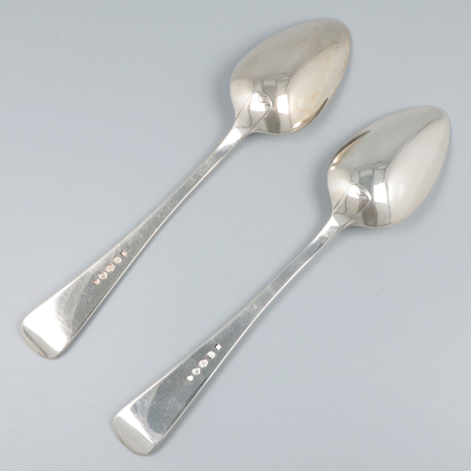 6-piece set dinner spoons "Haags Lofje", silver. - Image 3 of 6