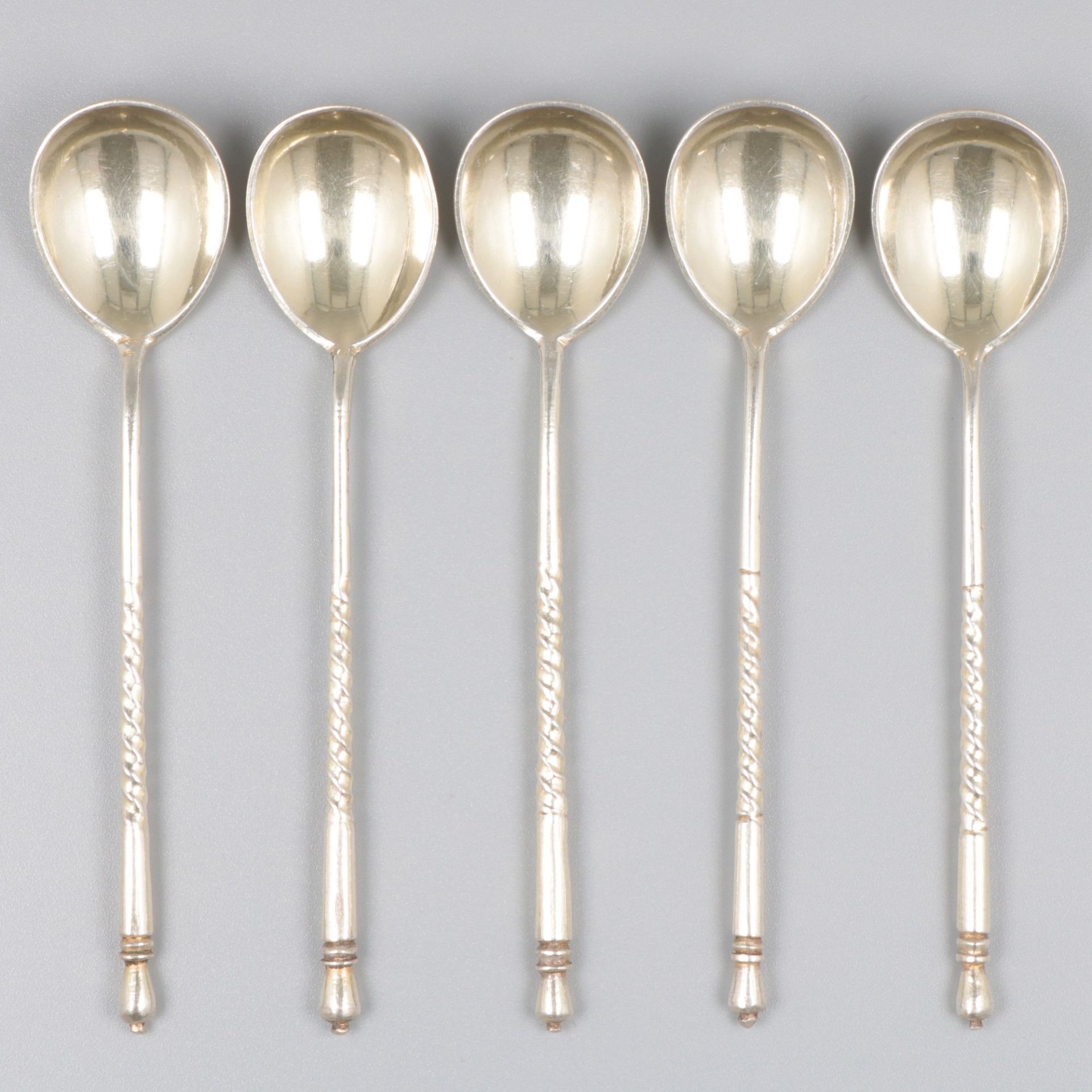 Silver teaspoons (5), V. Akimov, Moscow 1887.