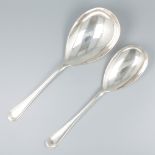 2-piece lot spoons "Hollands Rondfilet", silver.