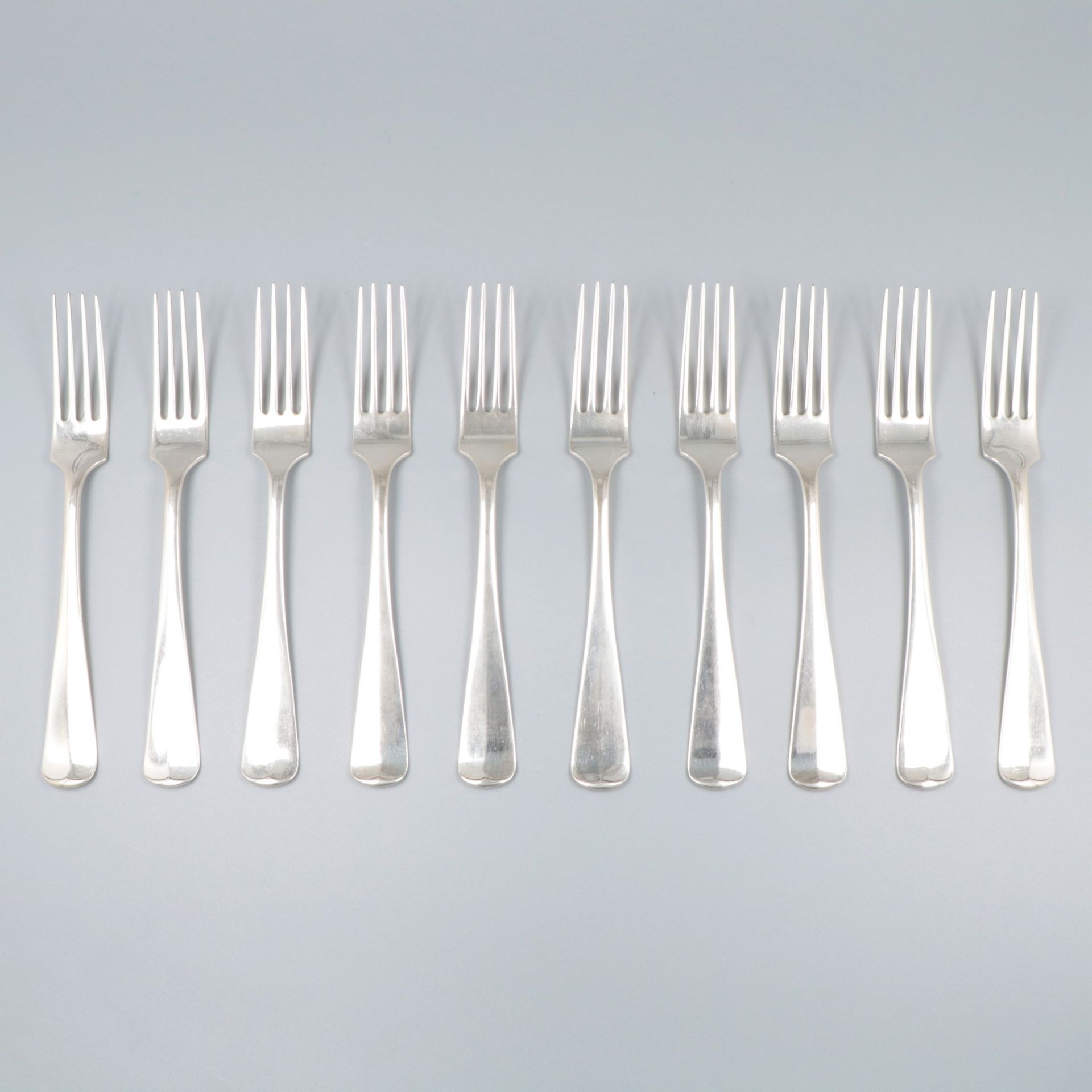 10-piece set of forks "Haags Lofje" silver.