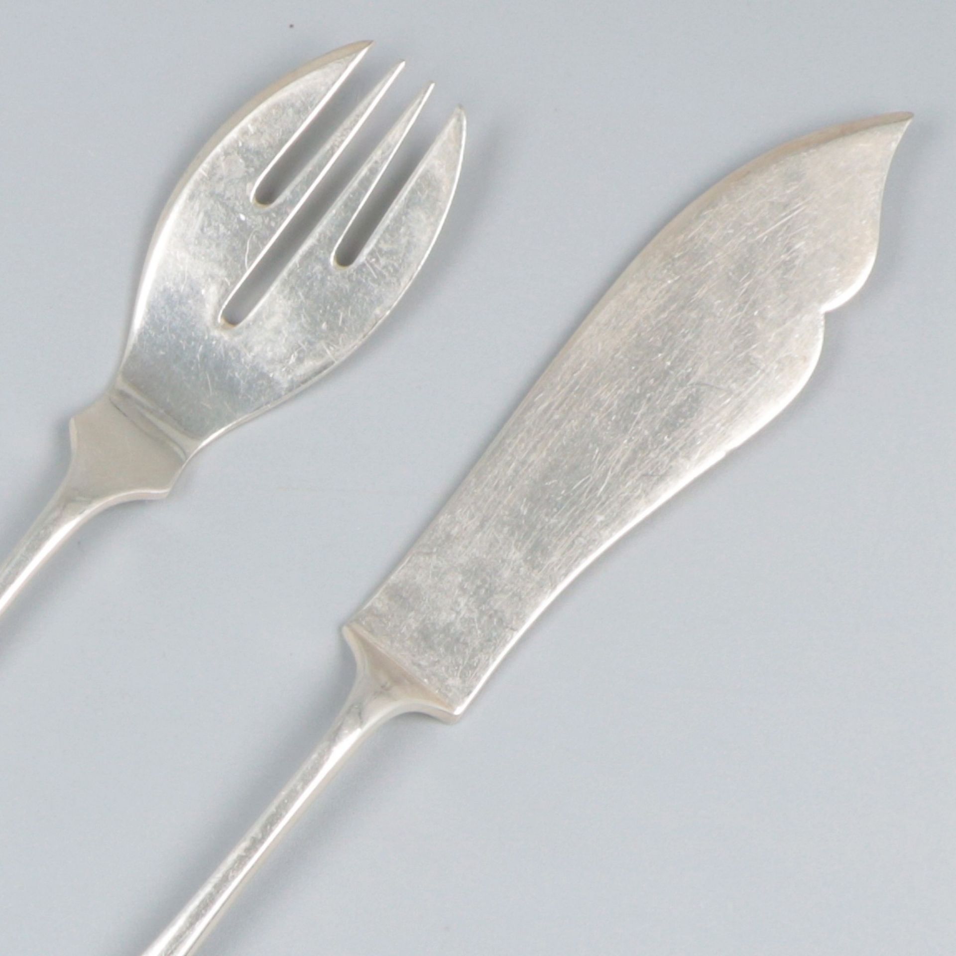 12-piece fish cutlery set "Haags Lofje", silver. - Image 3 of 6