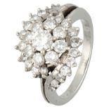 18K White gold entourage ring set with approx. 0.90 ct. diamond.