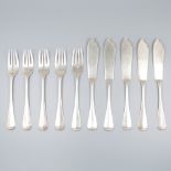 10-piece fish cutlery "Haags Lofje", silver.