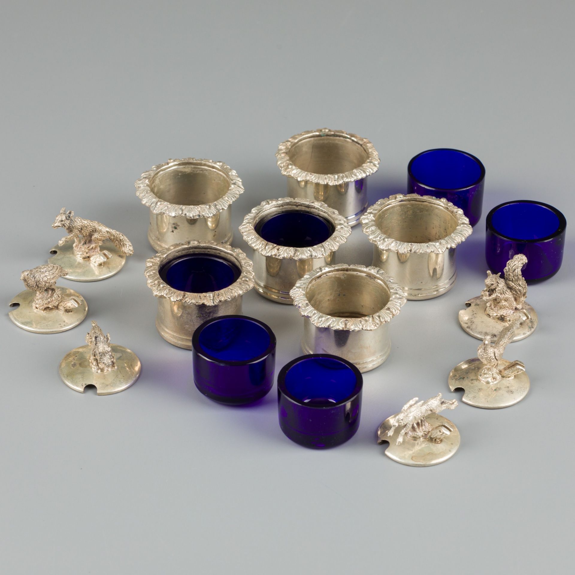 6-piece set of salt cellars with cardholder lid, silver. - Image 2 of 7