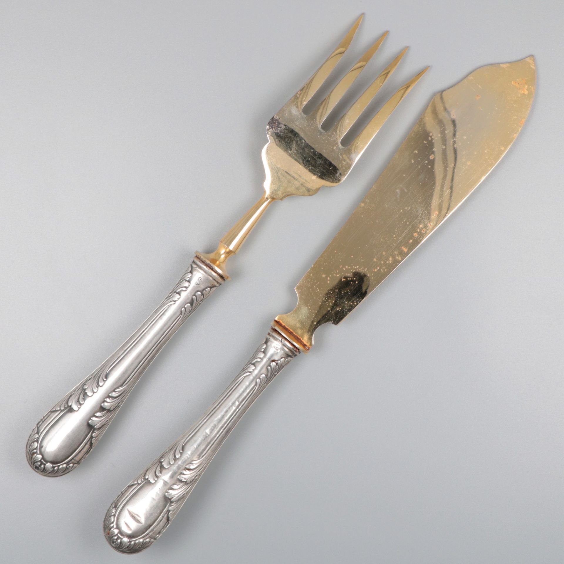 Fish cutlery silver. - Image 2 of 6