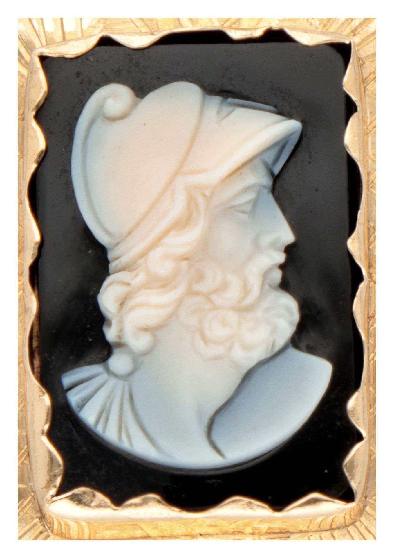 14K yellow gold onyx cameo pendant with Hermès. - Image 2 of 3