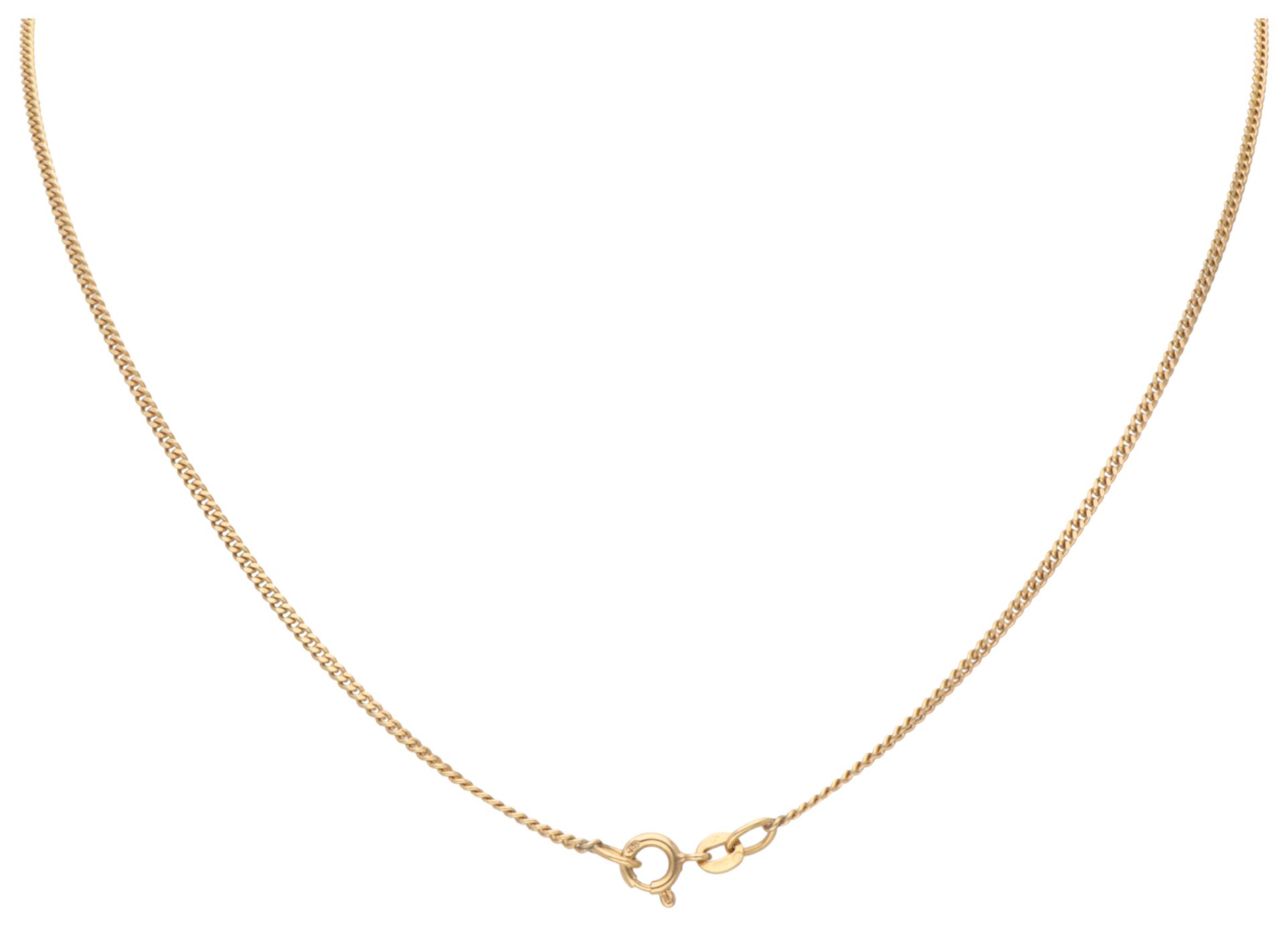 18K Yellow gold pendant with old cut diamonds on necklace. - Image 3 of 5