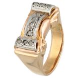 18K Bicolour gold retro ring set with approx. 0.10 ct. diamond.