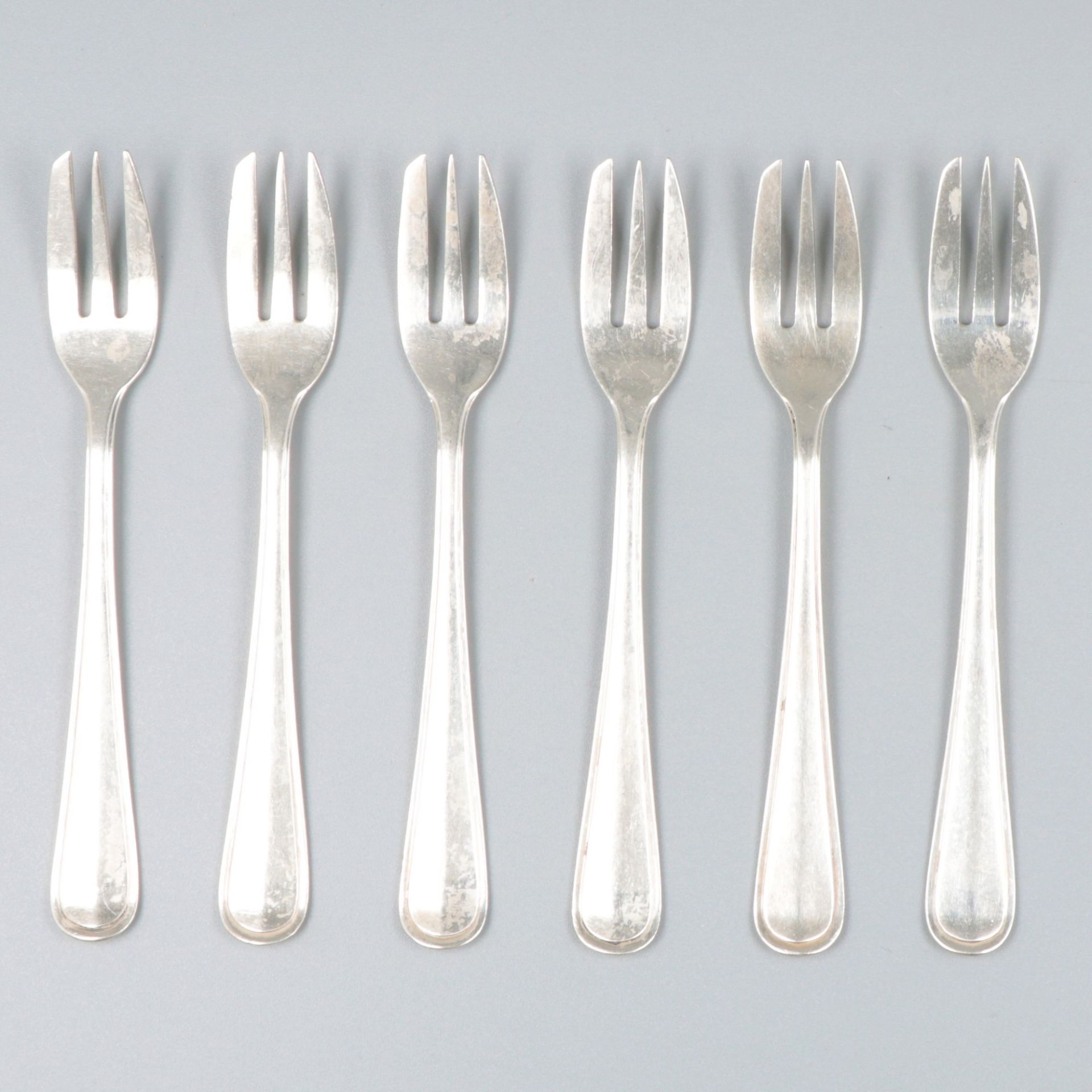 6-piece set of silver cake / pastry forks.