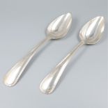 2-piece set vegetable serving spoons "Hollands Rondfilet", silver.