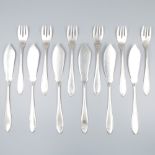 12-piece fish cutlery "Hollands Puntfilet", silver.