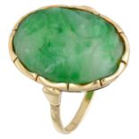 Vintage 14K yellow gold ring set with a jade imitation.