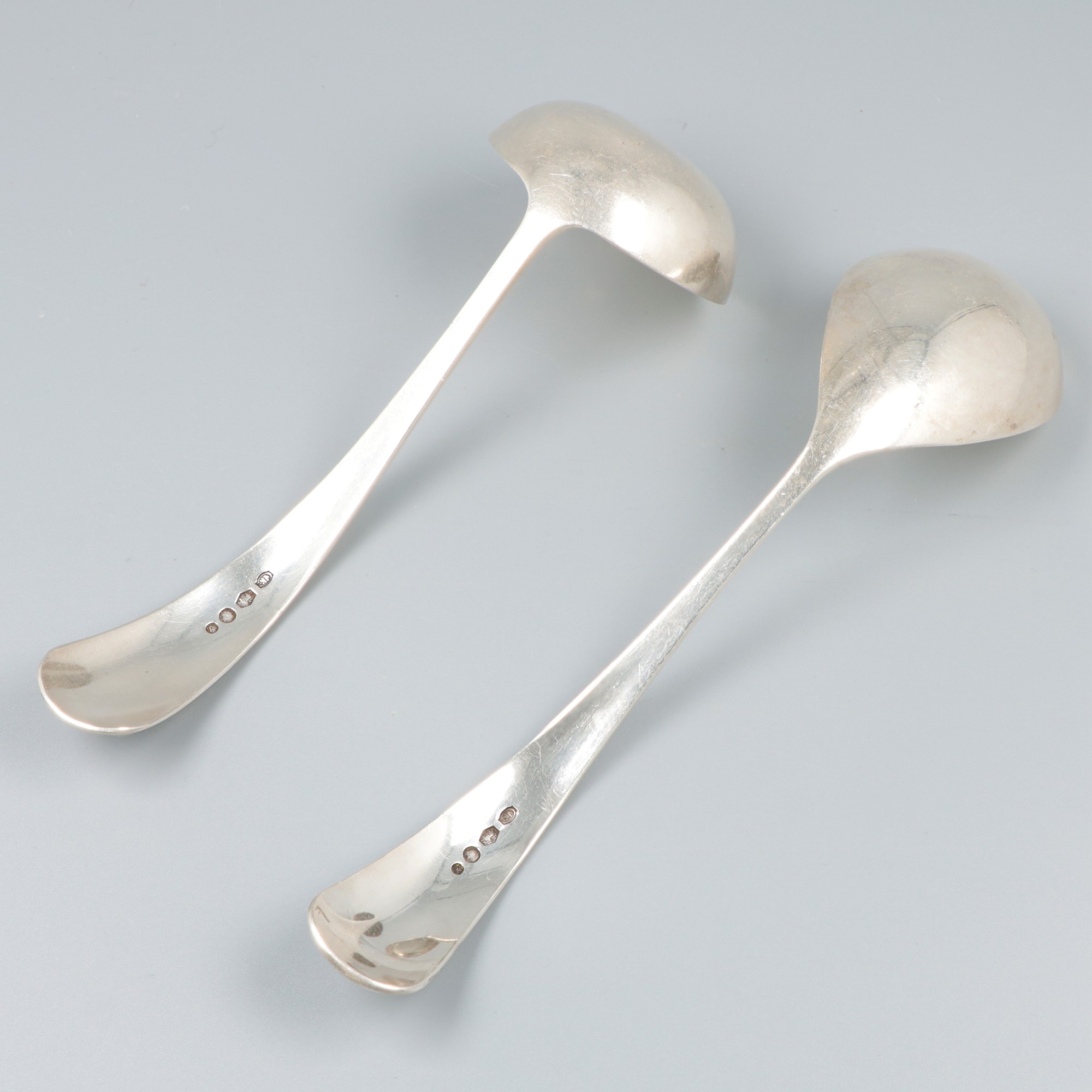 Sauce spoon & compote spoon "Haags Lofje", silver. - Image 4 of 5