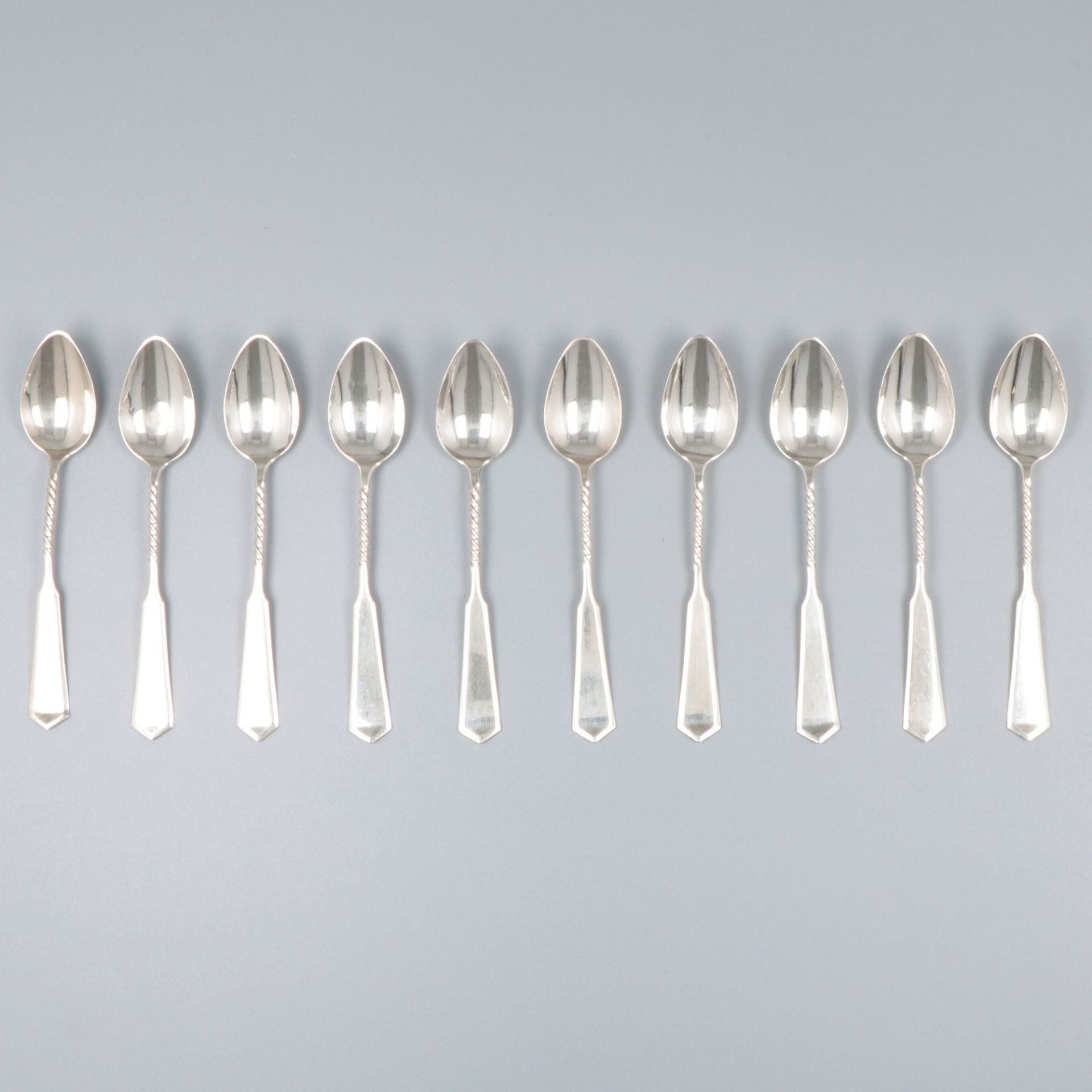 10-piece set of coffee spoons silver.