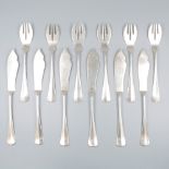 12-piece fish cutlery set "Haags Lofje", silver.