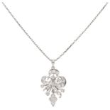 10K White gold asymmetrical diamond pendant on necklace set with approx. 0.72 ct. diamond.