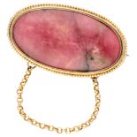 10K Yellow gold brooch with rhodonite.