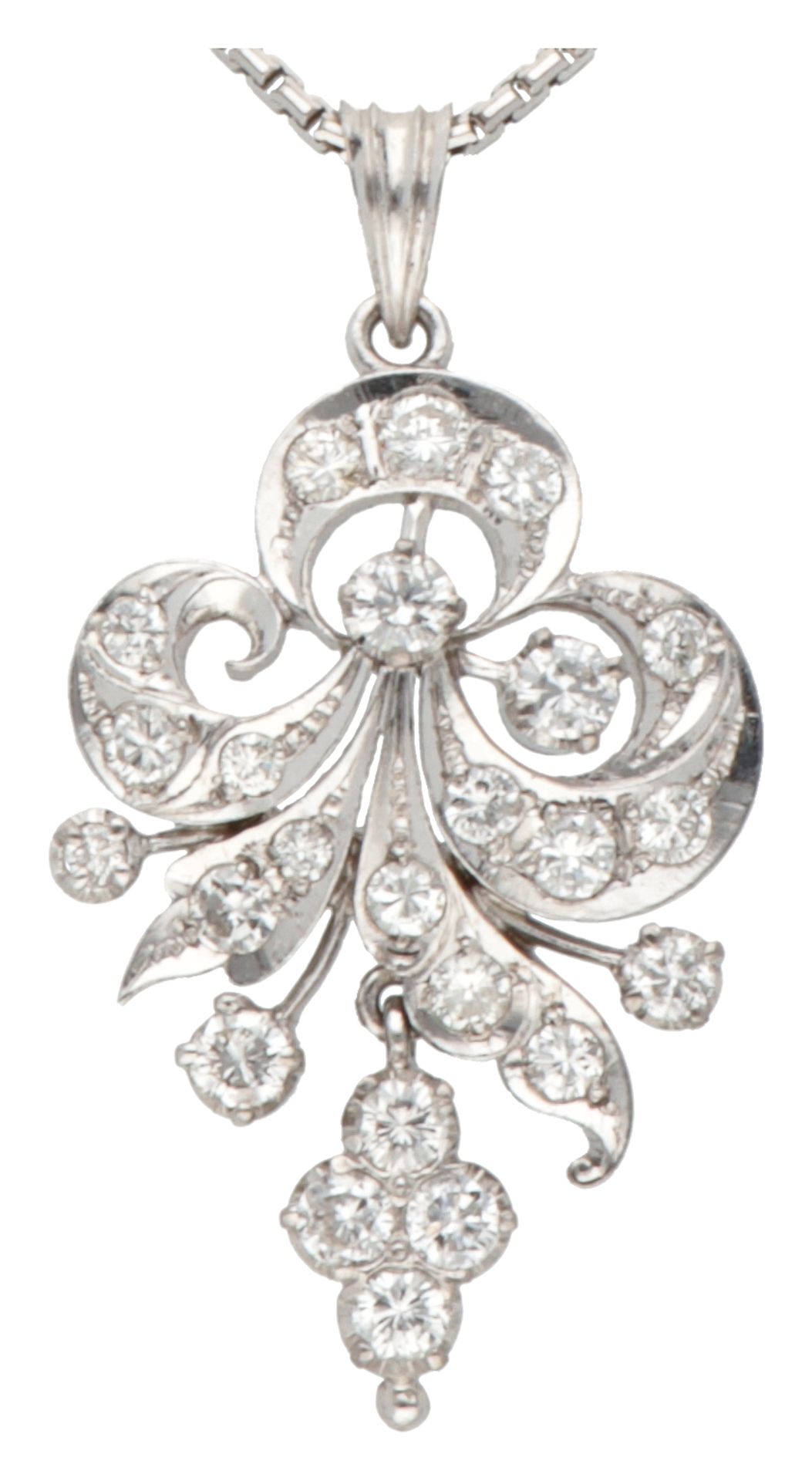 10K White gold asymmetrical diamond pendant on necklace set with approx. 0.72 ct. diamond. - Image 2 of 3