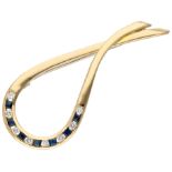 Alopa 18K yellow gold brooch set with approx. 0.32 ct. diamond and sapphire.