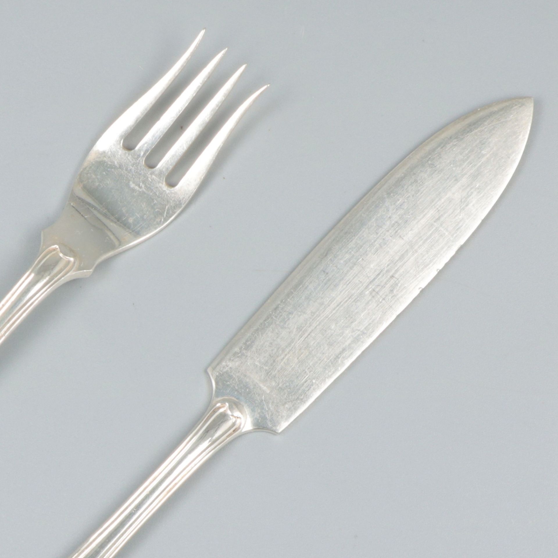 8-piece fish cutlery "Hollands Rondfilet", silver. - Image 4 of 6