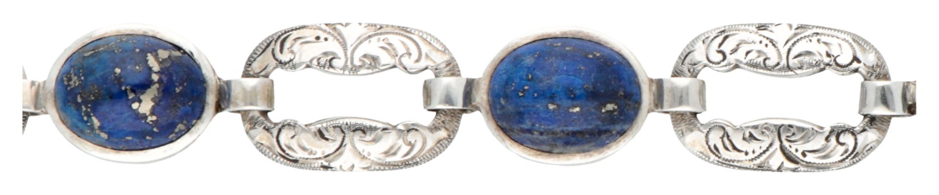 Silver link bracelet with lapis lazuli - Image 3 of 3