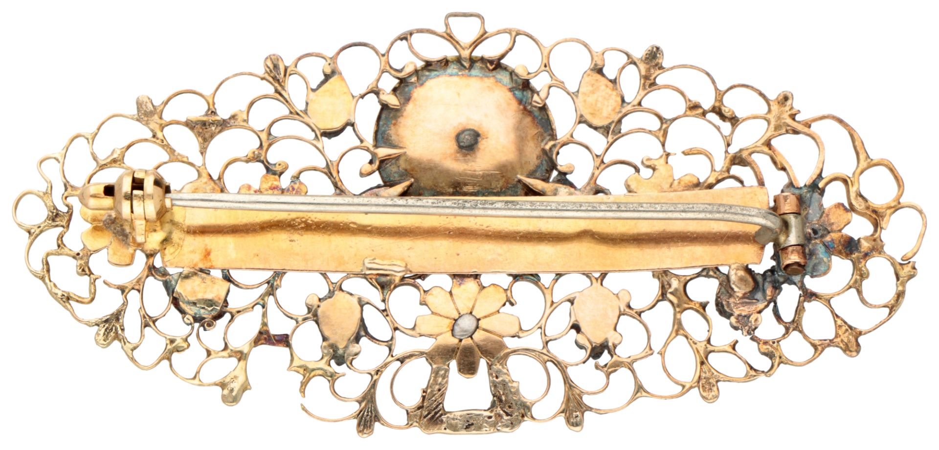 18K Yellow gold brooch with diamond. - Image 2 of 2