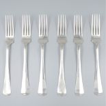 6-piece set of dinner forks "Haags Lofje", silver.