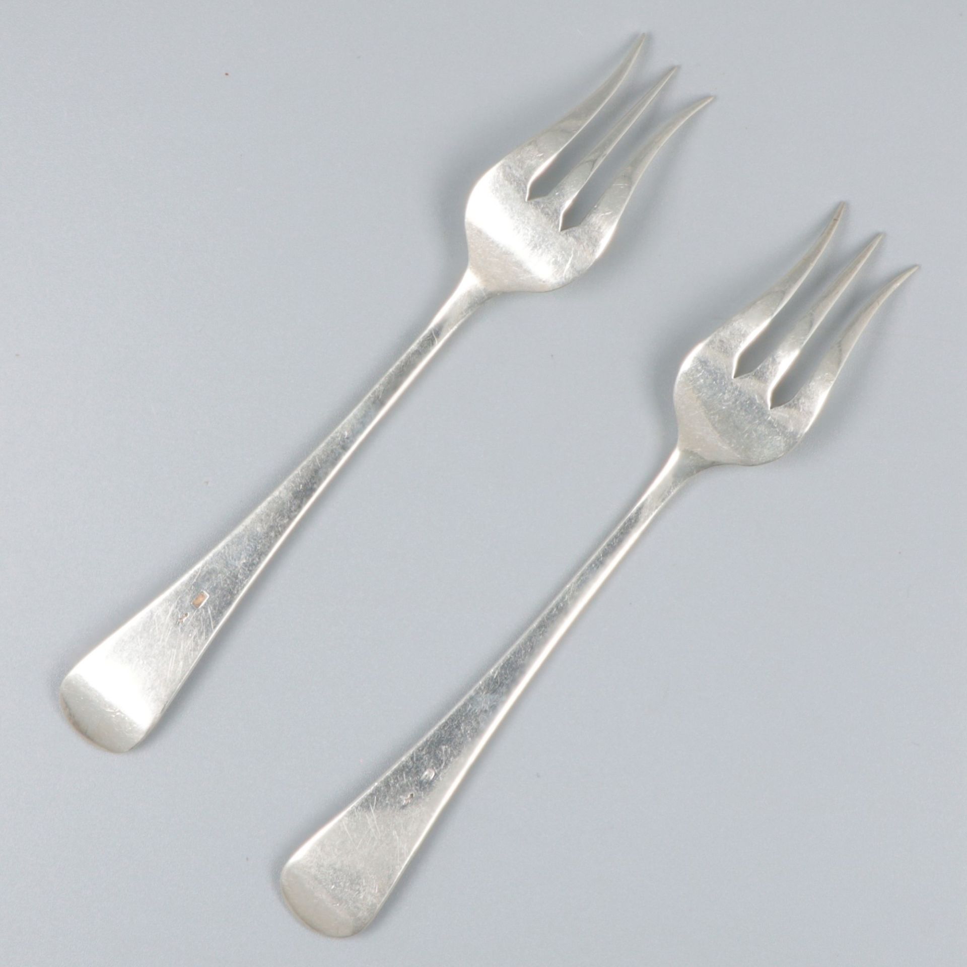 2-piece set meat forks "Hollands Rondfilet", silver. - Image 4 of 5