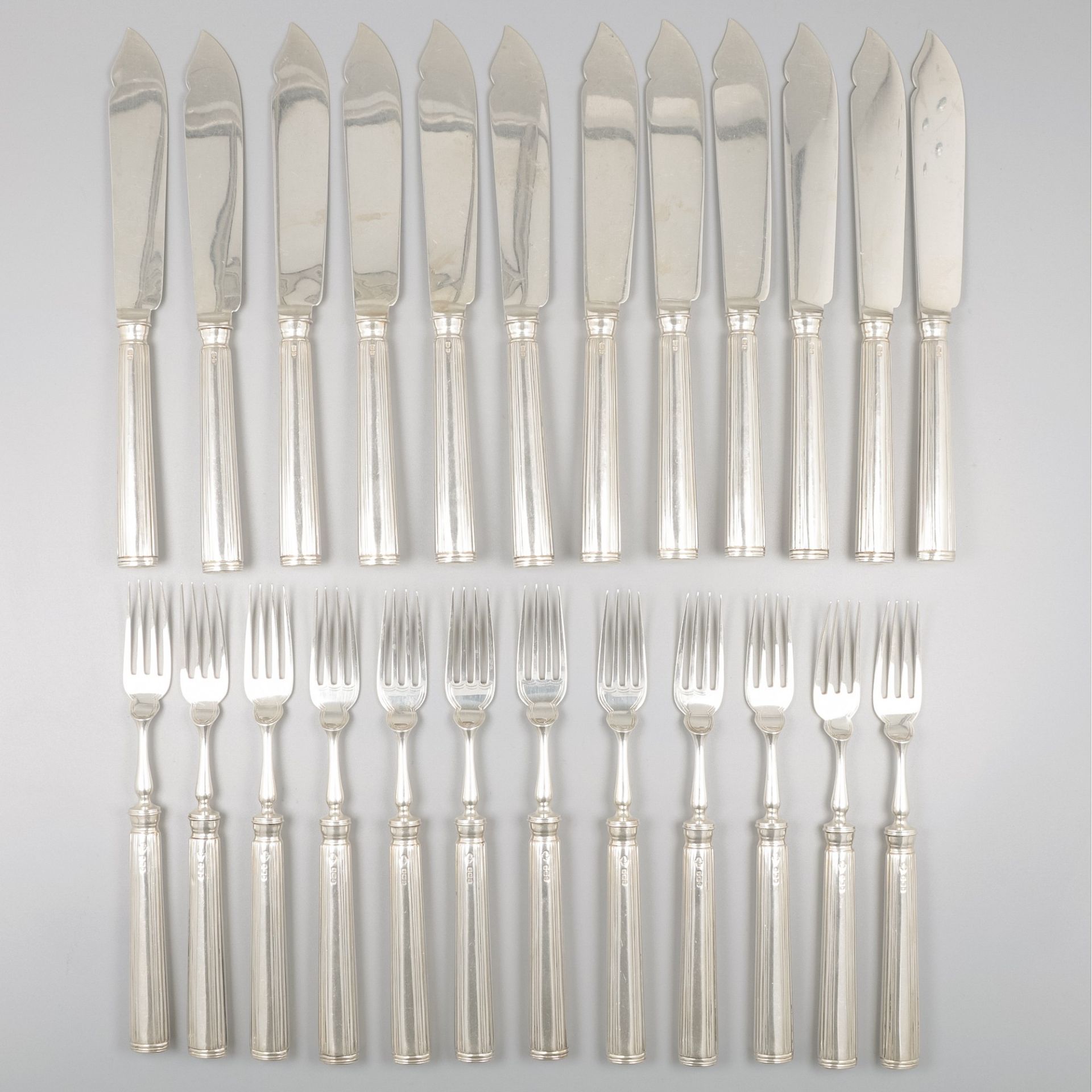 24-piece set fish cutlery, silver. - Image 5 of 9