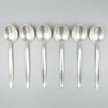 6-piece set of silver dinner spoons, model Jeunesse, design Gustav Beran.