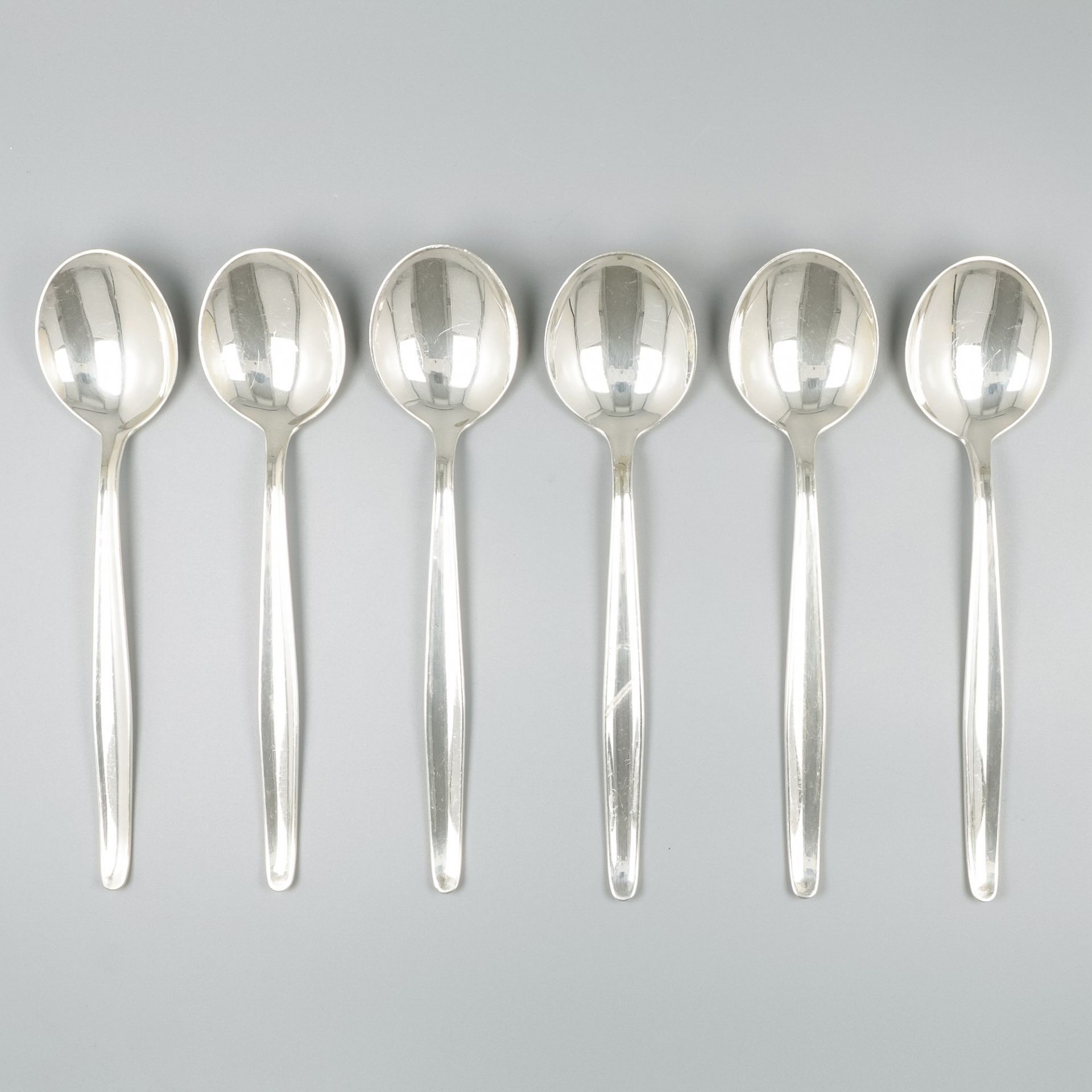 6-piece set of silver dinner spoons, model Jeunesse, design Gustav Beran.