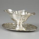 Sauce boat with saucer, silver.