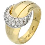 Damiani 18K yellow gold half moon ring set with approx. 0.46 ct diamond.