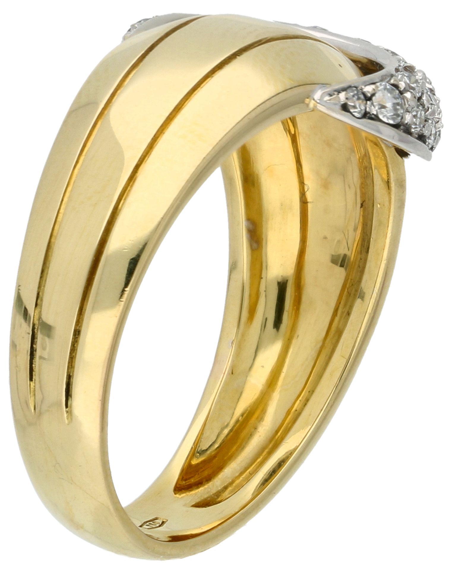 Damiani 18K yellow gold half moon ring set with approx. 0.46 ct diamond. - Image 2 of 4