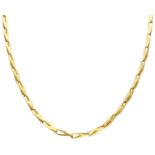 14K Yellow gold necklace of triangular fantasy links.