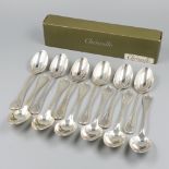 Christofle 12-piece set of coffee spoons, model Albi, silver plated.