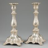 2-piece set of candlesticks (Kiev, ca. 1880-85), silver.