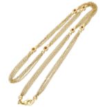 18K Yellow gold four-row necklace.