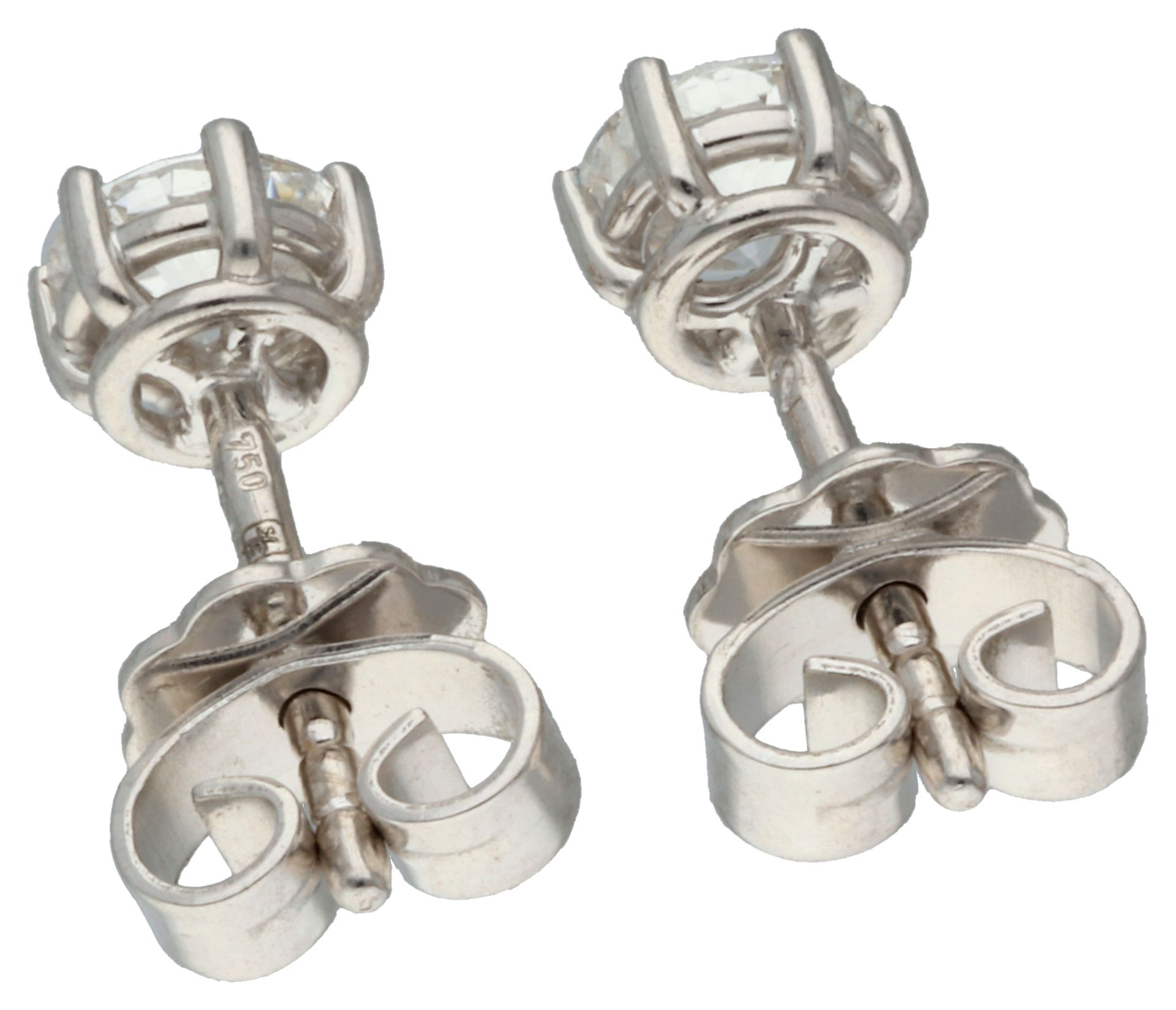 GIA certified 18K white gold diamond stud earrings of 0.41 and 0.40 ct. - Bild 2 aus 5
