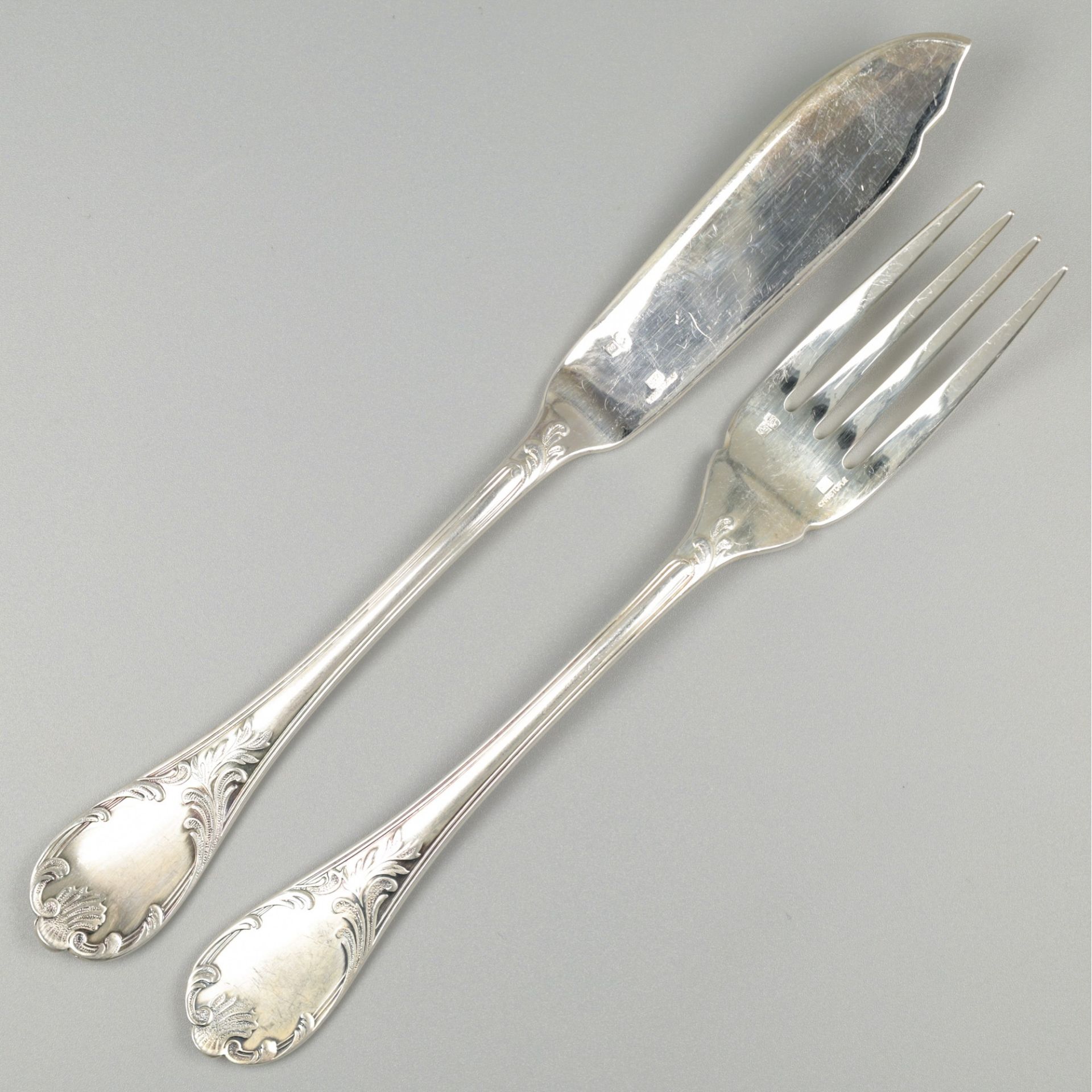Christofle 12-piece set fish cutlery, model Marly, silver-plated.
 - Image 2 of 6