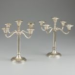 2-piece set of five-light candelabras, silver.