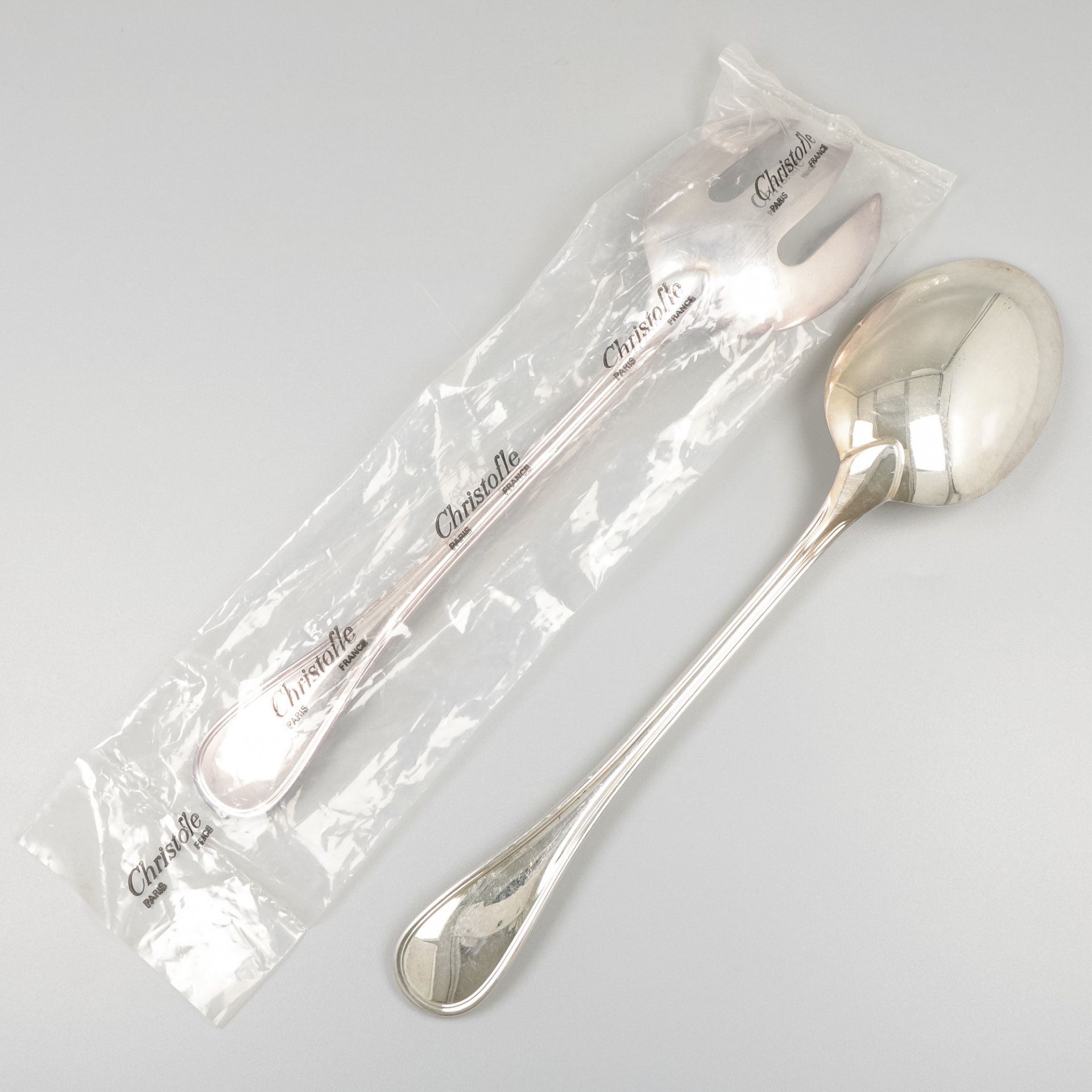 Christofle 2-piece salad serving cutlery, model Albi, silver-plated. - Image 2 of 6