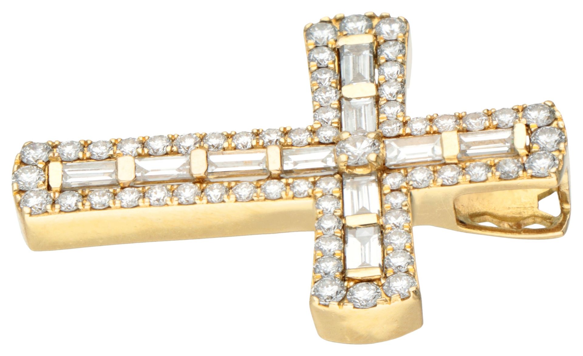 18K Yellow gold diamond cross pendant. - Bild 2 aus 3