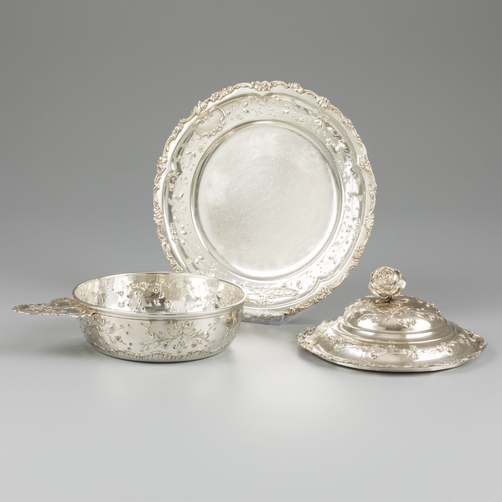 Covered dish with saucer, silver. - Image 4 of 6