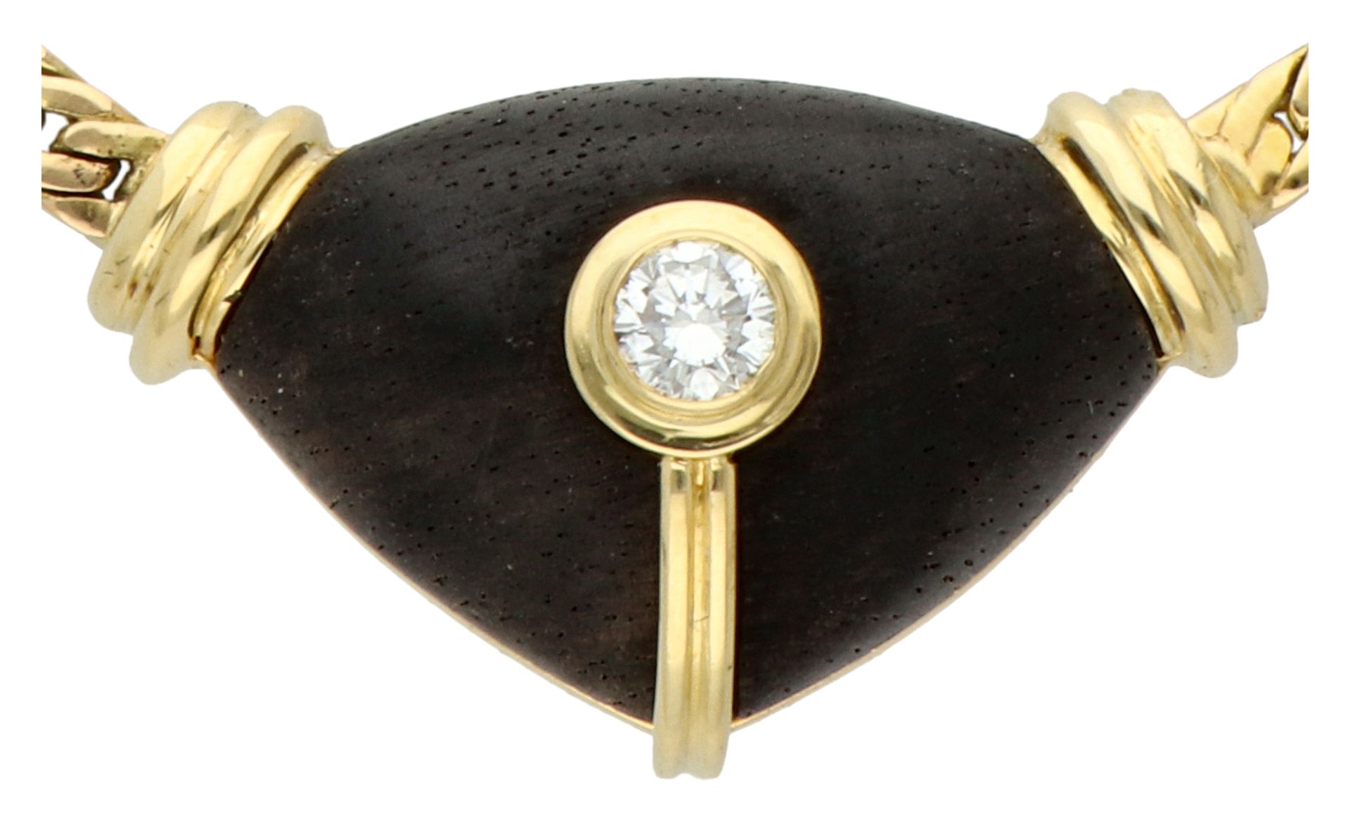 18K Yellow gold horn pendant set with diamond. - Bild 2 aus 5